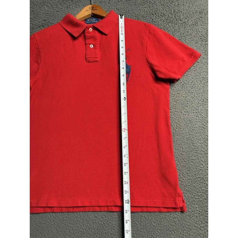 Polo Ralph Lauren Men Custom Slim Fit Polo Shirt Big Pony Logo Medium Red S/S